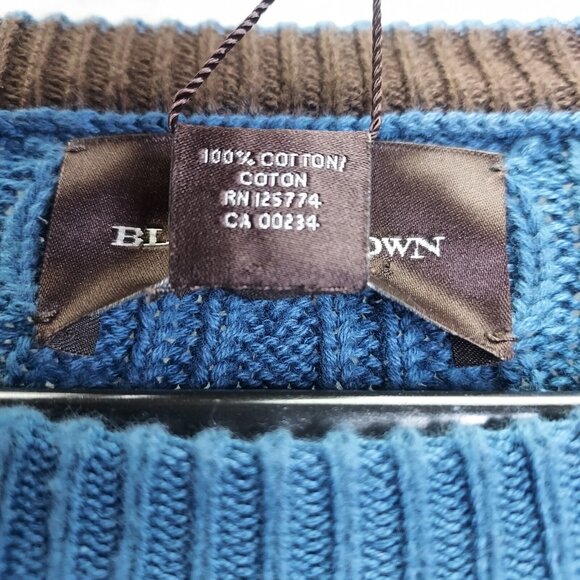 Black Brown 1826 Sweater Men’s 2XL Federal Blue V-Neck Cotton Cable-Knit Cotton - Picture 7 of 12
